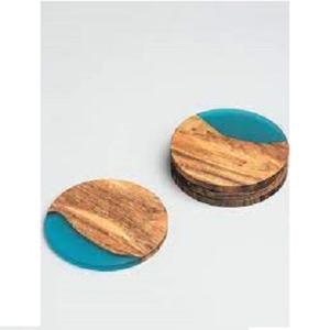 Exquisite Engraved Ocean Style Free Resin Bamboo Wood Coasters Personalized Gifts for Guests for <b>Beach</b> Wedding Favors Coasters - Product Image 2