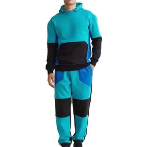 Streetwear à la mode avec logo personnalisé, survêtement de sport, sweat-shirt en coton polyester à blocs de couleurs, sweat à capuche tissé avec fermeture éclair pour homme - Product Image 4