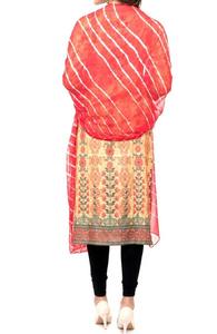 Leheriya tradicional colorido Rajasthani mujer gasa Leheriya rojo Badhej Dupattas para mujeres y niñas - Product Image 3