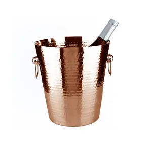 Cubo de hielo de lujo hecho a mano para vino y bebidas, enfriador grande de metal y madera para bares, cubos de vino hechos a mano - Product Image 1