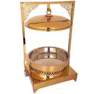 Chauffe-plat de couleur dorée avec un chauffe-plats Chauffe-plat pour buffet d'hôtel Chauffe-plat élégant pour buffet - Product Image 2