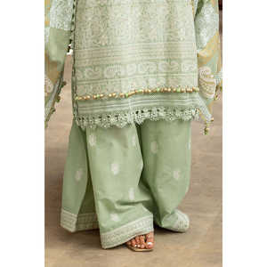 Traje de 3 Piezas para Mujer con Bordado de Zari y Lentejuelas, con Dupatta Estampada en Oro y Laca DN-52038 - Product Image 4