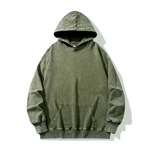 เสื้อฮู้ดผู้ชายซักกรดระบายอากาศได้ดีมีฮู้ดโอเวอร์ไซส์วินเทจ - Product Image 1