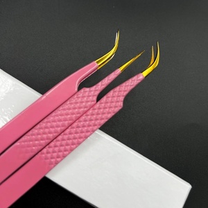 Wholesale Pink Gold Custom <b>Engraved</b> Logo Stainless Steel High Eyelash Extension Tweezers Pointed Tip Sustainable Beauty <b>Tool</b> - Product Image 2