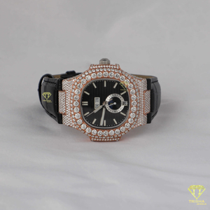 Unisex de lujo de moda medio Helado Negro Dial VVS Moissanite diamante reloj personalizado Hip Hop Vintage mecánico oscuro acero inoxidable - Product Image 2