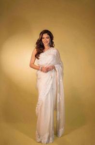 Nouvelle tendance cordon séquence Saree tenue Unique séquence brodé travail Saree sur Organza avec chemisier de travail lourd - Product Image 3