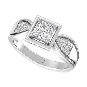 Bague de fiançailles en or rose 14K/18K avec diamant de laboratoire taille princesse, cadeau de luxe, design halo à tige torsadée, plaqué rhodium - Product Image 5