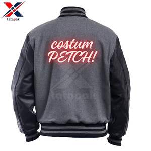Fashion Thin Front Custom Colors Canvas Stand Collar High Quality Fabric Varsity <b>Jackets</b> Letterman Sleeves OEM Service - Product Image 2