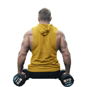 Custom Kangaroo Pocket Graphic Print Boxy Fit Blank <b>Men's</b> Fitness Vest Plain 100% Cotton <b>Sleeveless</b> Gym <b>Hoodie</b> <b>Men</b> - Product Image 3