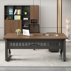 Luxury Executive Desk Wooden CEO Office Table With Metal Legs Modern Boss <b>Workstation</b> For Management Room - Product Image 3