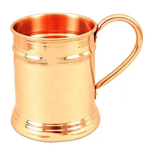 Pure Copper Tankard Shaped Mirror Line Design Moscow Mule Beer Mug Cup Best for Beer Cocktail Parties Barware Volume-600ML 2023