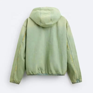 Vestes vintage en denim délavé à l'acide personnalisées de haute qualité pour hommes Sweats à capuche surdimensionnés à coupe ample et à fermeture éclair avec motif de lettres - Product Image 4