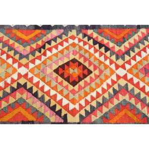 Vintage Turkish Rug 2.2x9.2 ft (68x281 cm), Kilim Red <b>Yellow</b> Animal Print Rug - Product Image 4