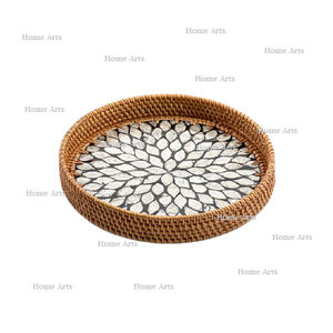 Bandeja para servir alimentos de ratán y nácar, tamaño y forma personalizados, bandeja para aperitivos de postre a buen precio - Product Image 6