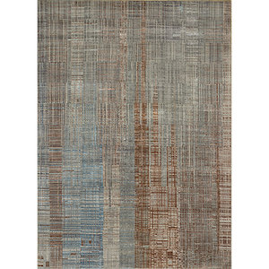 Alfombra Kavi Gris y Negra Anudada a Mano de Lana y Seda de Bambú con Patrón Abstracto Srb(701) para Uso Doméstico - Product Image 1