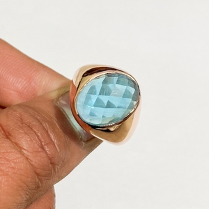 แหวนเงินสเตอร์ลิง925สำหรับผู้ชายแหวนพลอยสีฟ้าโทแพซเซอร์คอนสำหรับสุภาพบุรุษแหวนเงินแฮนด์เมดสีโรสโกลด์ของขวัญเครื่องประดับคริสตัลชั้นดี - Product Image 5