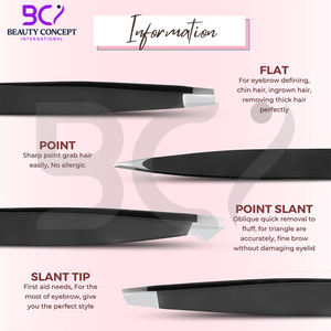 แหนบคิ้วสแตนเลสคุณภาพดี ปลายเฉียง สีดำ สำหรับคิ้วที่คมชัดทุกแบบ เหมาะกับทุกสภาพเส้นขน - Product Image 2