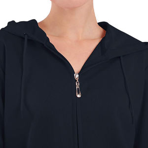 Ensemble d'entraînement deux pièces noir uni pour femme, avec sweat à capuche zippé et pantalon de jogging, respirant, séchage rapide, personnalisable, haute qualité - Product Image 6
