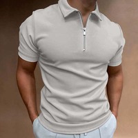 Maglia da uomo a maniche corte estiva in jersey lavorato a maglia traspirante, stile Old Money, con collo compresso e mezza zip 1/4, taglie forti