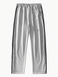 Wholesale <b>Men</b> <b>Jogger</b> Sporsity <b>Loose</b> <b>Fit</b> <b>Men's</b> Sweatpants With Contrast Piping, Button Side and Drawstring Waist Sweatpants <b>Men</b> - Product Image 3