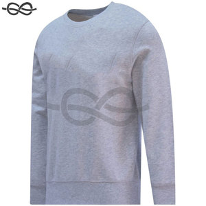 เสื้อสเวตเตอร์คอกลมผ้าคอตตอนสีเทาเสื้อสเวตเชิ้ต100% แต่งขอบเสื้อสเวตเชิ้ต - Product Image 2