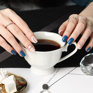 ShineB Gel <b>Nail</b> Strips #45770 Gel <b>Nail</b> Stickers Easy Self <b>Nail</b> <b>Art</b> Made in Korea Blue Siver Chic Black Line Design - Product Image 4