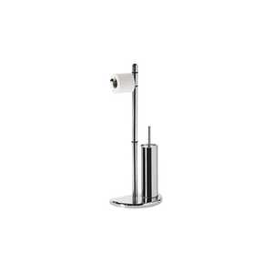 Chrome Bathroom Stand with Toilet Paper Holder and <b>Brush</b> Premium Toilet Accessory Set - Product Image 1