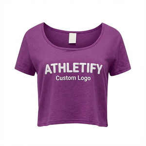 เสื้อยืดผ้าฝ้ายทรงหลวมสำหรับผู้หญิงคอลึกแขนสั้นระบายอากาศได้ดีเสื้อยืดลำลองปรับแต่งสีได้เพื่อความสบายมีสไตล์ฤดูร้อน - Product Image 1