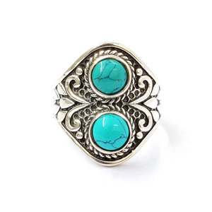 <b>Turquoise</b> Adjustable <b>Ring</b> 7.8 Grams Princess Cut Diamond Rose & Gold Bezel Setting Stylish and Trendy Gift - Product Image 1