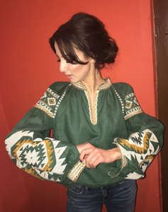 เสื้อเบลาส์แขนยาวลายปักสไตล์ยูเครน,ชุดมินิเดรสปาร์ตี้แฮนด์เมดหรูหรา - Product Image 3