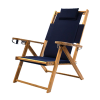 Chaises longues de plage pliantes en bois vintage portables réglables avec dossier, chaises de camping de plage avec accoudoirs, OEM