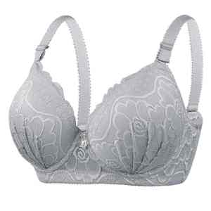 Fourniture directe d'usine haut de gamme sans fil Jacquard été respirant tricoté coupe mince bretelles ajustées soutien-gorge en dentelle latérale - Product Image 4