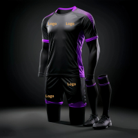 Ensemble de maillot de football à manches longues personnalisé par sublimation, respirant, à séchage rapide, avec fermeture élastique réglable