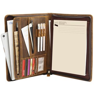 Explosive <strong>Model</strong> Zippered Padfolio Luxury Leather <strong>Portfolio</strong> Custom File <strong>Folder</strong> with logo - Product Image 1