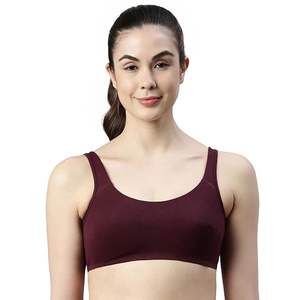 Sujetador deportivo para mujer hecho a medida al mejor precio 95% algodón 5% Spandex uva Color vino transpirable de una pieza patrón sólido desechable - Product Image 1