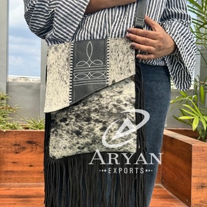Customized Luxury <b>Boot</b> Stitch Hair on Cowhide Crossbody <b>Fringe</b> Bag for Women's Genuine Leather Concealed Carry Shoulder Bags - Product Image 1