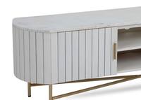 Meuble TV de salon en bois massif artisanal de luxe moderne, plateau en marbre de haute qualité, extensible, sur pieds, personnalisable