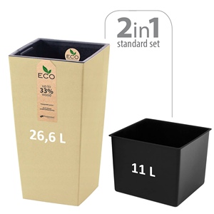 Jardinera Prosperplast Urbi Square Eco de 26.6 L con inserto en color crema 26.5 x 26.5 x 50 cm - Product Image 2