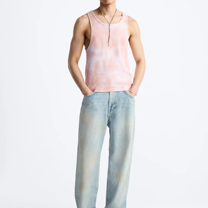 Cravate teint décontracté débardeur Slim Fit t-shirt pour hommes 100% coton nouveauté hommes T-shirts respirant été porter course utilisation - Product Image 4