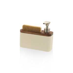Distributeur de savon liquide beige Woody 420 ml Distributeur de savon liquide éponge boisée - Product Image 1