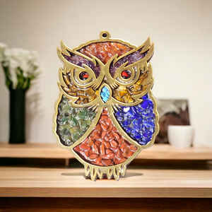 Premium Quality 7 Chakras <b>Owl</b> Car Wall Hanging with Real Gemstone Chips Decorative Gift Feng Sui Item Hanging <b>Ornament</b> in Bulk - Product Image 4