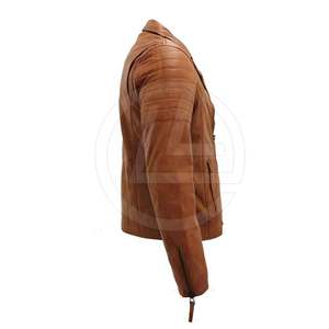 Chaqueta de motocicleta de moda para hombres en chaqueta de cuero ligero de cuero real para hombres con ajuste casual - Product Image 5