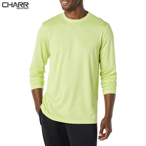 La última camiseta de manga larga ajustada para gimnasio para hombre, ropa deportiva informal con estampado de logotipo personalizado, patrón sólido - Product Image 4