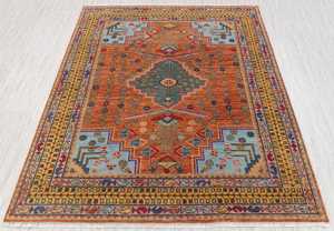 Hand Knotted Wool Area <b>Rug</b> 8x10 ft Vintage Tribal Geometric Carpet - Product Image 3