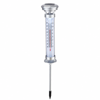 Termometer Surya LED Luar Ruangan Plastik ABS Taman Dia9cm L32cm dengan Pasak Tanah Tahan Cuaca