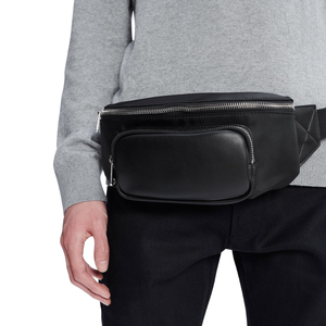 Nouvelle sacoche de ceinture élégante en cuir PU noir pour hommes avec fermetures éclair étanches, sacoche de ceinture pour hommes - Product Image 6