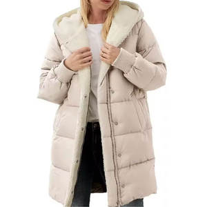 Vêtement d'hiver chaud en duvet, fabricant de vêtements en gros, veste longue à capuche personnalisée pour femmes - Product Image 1