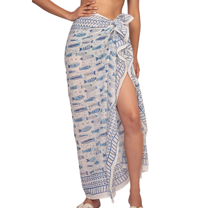 Handmade Lightweight Summer Cotton <b>Sarong</b> Hand Block Printed Perfect <b>Beach</b> Wrap Scarf Women's Swimwear Cover-Up Gift for Her - Product Image 1