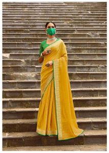 Tissu en lin soie sari avec séquence dentelle riche Blouse de styliste vêtements de fête tendance ethnique traditionnelle - Product Image 5