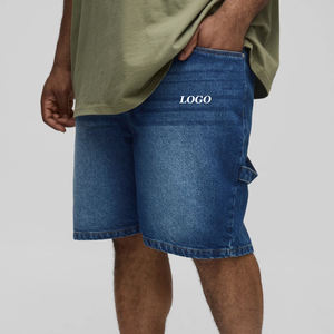 Shorts en jean pour hommes en coton mélangé confortable, avec logo, fermeture éclair et bouton, style décontracté, vente en gros, prix d'usine - Product Image 1